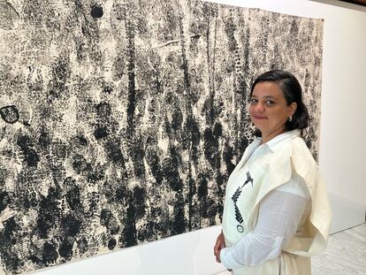 Johanna Montero Matamoros, en su exposición en Madrid, en junio de 2023