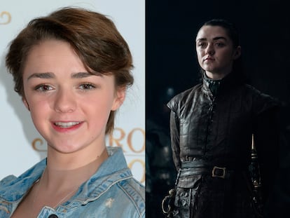 Maisie Williams (Bristol, Inglaterra 1997)
Antes. Al igual que su gran amiga Sophie Turner, Maisie Williams debutó en Juego de tronos, lo hizo a los 14 años como Arya Stark, la hermana pequeña de Sansa.
Después. No ha parado de rodar. Debutó en el cine con el thriller Bajo un sol abrasador (2013), en el que hacía de hija asustada de Stephen Dorff. Su potente gestualidad le ha valido para protagonizar tramas inquietantes como la del extraño internado de The Falling (2014) o la del acoso online en Ciberbully (2015). Con Mary Steenburgen coincidió en El libro del amor (2016) y apareció en el videoclip de The Vamps, Rest your love. Sus fans la pueden encontrar también en varios episodios de la icónica Doctor Who. Al igual que Sophie Turner, la británica ha entrado a formar parte de la familia X-Men: en agosto será Loba venenosa en Los Nuevos Mutantes, en la que también aparecerá Antonio Banderas. En lo personal, la actriz de 21 años sale desde hace cuatro con Ollie Jackson, aunque no han faltado los rumores de una posible relación con Reuben Selby, director de la app Daisie, creada en 2018 por la actriz para descubrir a jóvenes creativos.