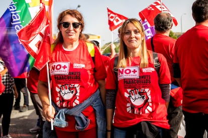 Las trabajadoras de Bimbo María Ángeles Ruiz y Estela Martín.