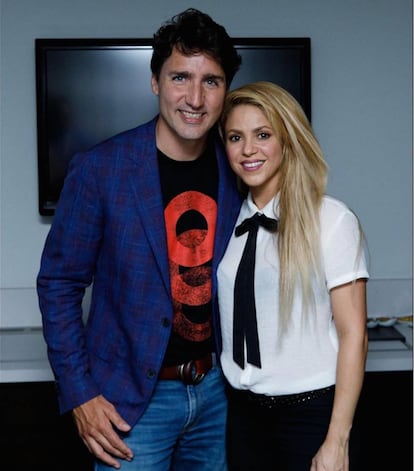 El primer ministro canadiense Justin Trudeau y Shakira, en la imagen que ha publicado la cantante en su Instagram.