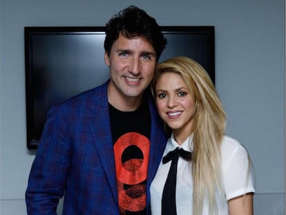 El primer ministro canadiense Justin Trudeau y Shakira, en la imagen que ha publicado la cantante en su Instagram.