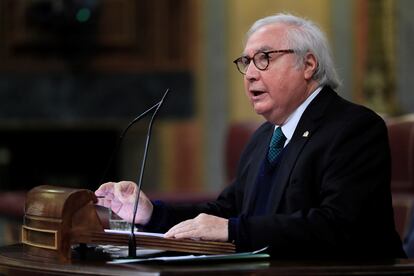 El ministro de Universidades, Manuel Castells, este jueves en el Congreso.