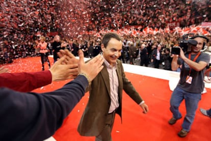 Zapatero, en el mitin del PSOE en Vistalegre de 2008.