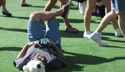 Un asistente durante la primera jornada del Sonar'16.