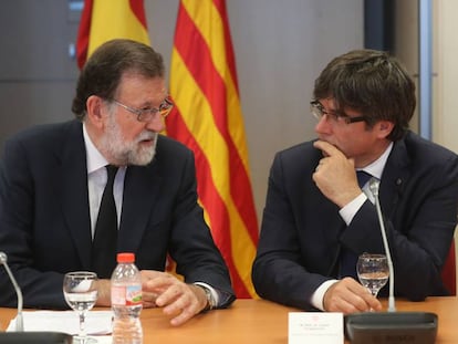 Mariano Rajoy i Carles Puigdemont, aquest divendres.