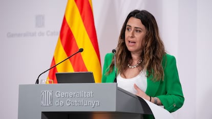 La portavoz del Govern, Patrícia Plaja, en la conferencia de prensa del Govern.