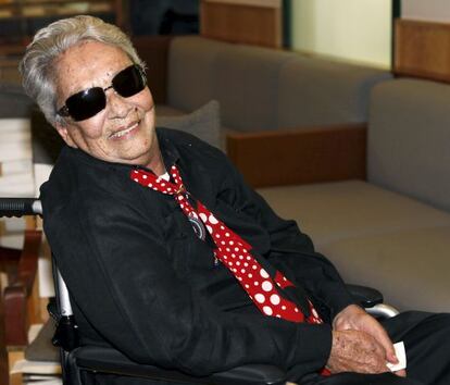 La cantante Chavela Vargas en su última visita a España hace unos días.
