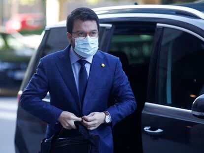 El vicepresidente de la Generalitat, Pere Aragonés, a su llegada al Parlament.