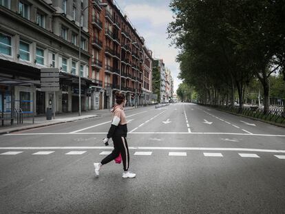 An empty Paseo del Prado during Spain's lockdown.