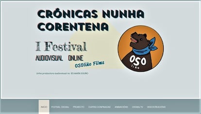 Página inicial de la web del Festival online de cortos