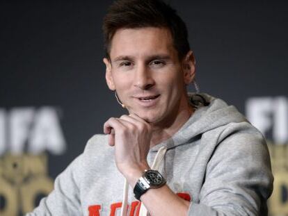 Messi, en la rueda de prensa, en Zúrich.