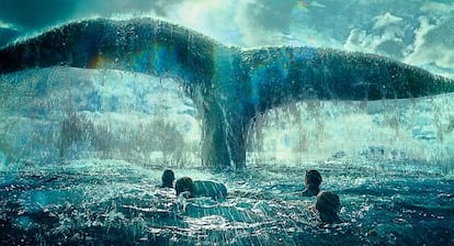 Una imagen de la película 'En el corazón del mar', adaptación del libro del mismo nombre de Nathaniel Philbrick, basado a su vez en Moby Dick.