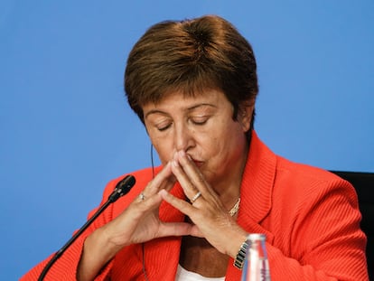 Kristalina Georgieva, la directora-gerente del Fondo Monetario Internacional, el 26 de agosto, en Berlín.