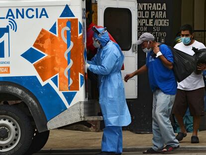 Enfermos de coronavirus en Honduras. (Photo by ORLANDO SIERRA / AFP)