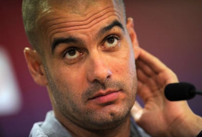 Guardiola, durante la rueda de prensa.