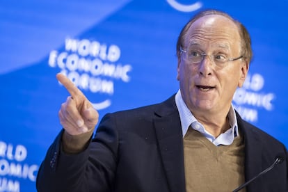 Larry Fink, presidente de BlackRock, este viernes en el foro de Davos.