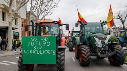 Protesta de agricultores este miércoles en el centro de Madrid.