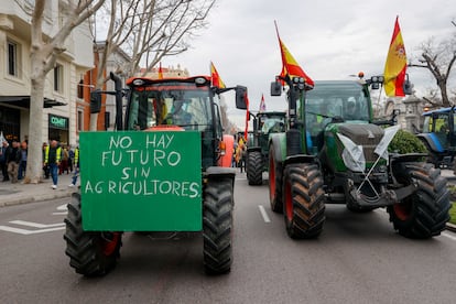 Protesta de agricultores este miércoles en el centro de Madrid.