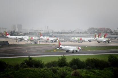 Aviones de TAP en el aeropuerto de Lisboa en enero de 2021.