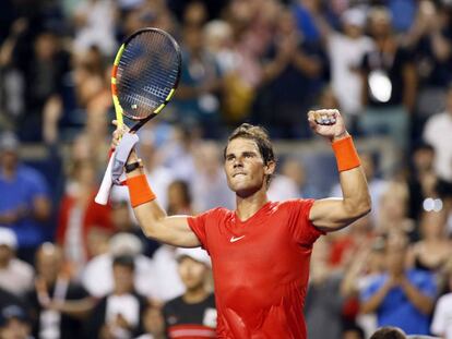 Nadal celebra el triunfo ante Paire en Toronto.