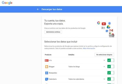 Podemos seleccionar qué datos se descargan