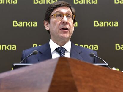 El presidente de Bankia, Jos&eacute; Ignacio Goirigolzarri, durante la presentaci&oacute;n de resultados el lunes.