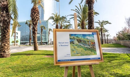 La reproducción de una obra de Van Gogh junto al terreno donde está previsto que se instale el Hermitage.