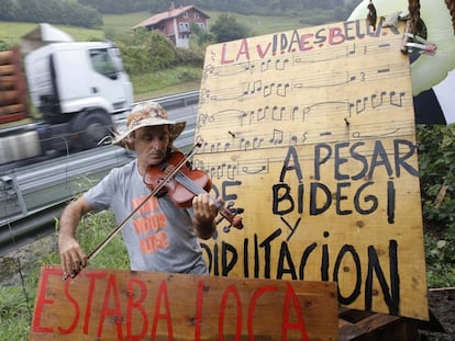Joseba Olazabal durante uno de sus actos de protesta.