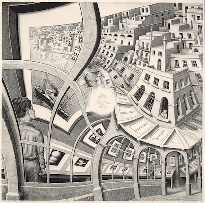 'Print Gallery', obra de Escher expuesta en el Palacio de Gaviria.