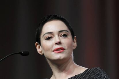 Rose McGowan, en un discurso ante una convenci&oacute;n de mujeres de Detroit el pasado 27 de octubre. 