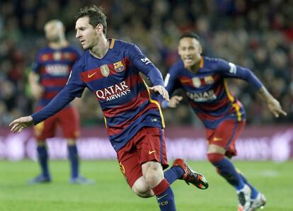 Messi celebra su gol ante el Celta.