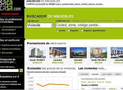 Portada de la web Sacacasa.