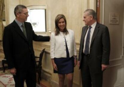 Valentín Fuster (derecha) con los ministros Ana Mato y Alberto Ruiz Gallardón.