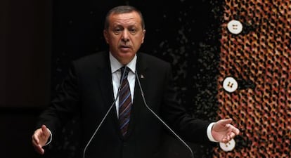 Erdogan, en un congreso, este mi&eacute;rcoles.