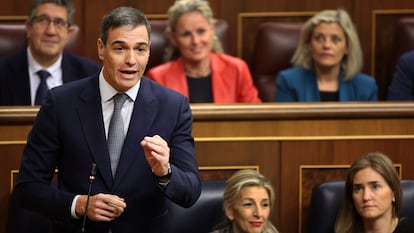 Pedro Snchez, durante su intervencin en la sesin de control al Gobierno en el Congreso de los Diputados este mircoles.