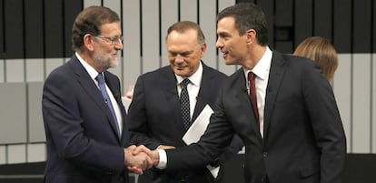 Mariano Rajoy y Pedro Sánchez, durante el debate en televisión.