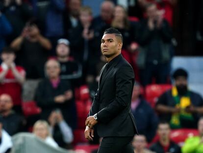 Casemiro durante su presentación con el Manchester United el lunes pasado.