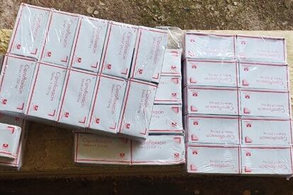 Un lote de comprimidos de ciprofloxacino caducados, utilizados para tratar la disentería, en el centro de salud de Mandvi.
