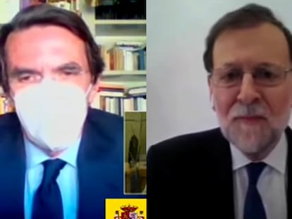 José María Aznar y Mariano Rajoy, durante sus declaraciones como testigos en el juicio de la caja b del PP.