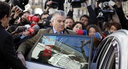El extesorero del PP Luis Bárcenas, el pasado 6 de febrero, tras declarar ante la Fiscalía Anticorrupción.
