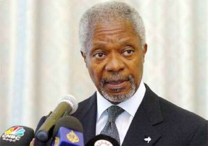 El secretario general de la ONU, Kofi Annan en Doha, Qatar.