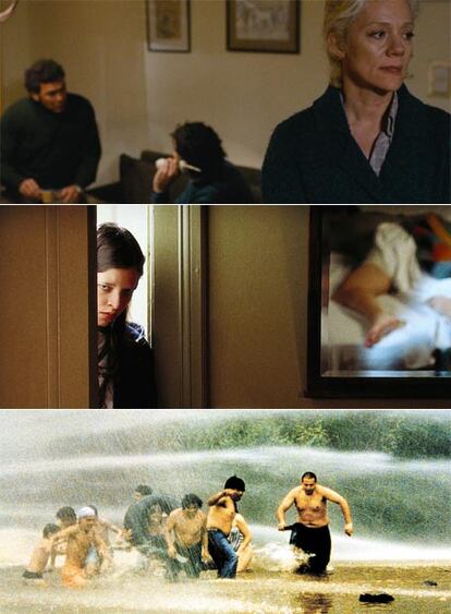 De arriba abajo, imágenes de las tres películas dirigidas hasta el momento por Lucrecia Martel: <b><i>La mujer rubia </b></i><b>(2008),</b> <b><i>La niña santa</b></i> (2004) y <b><i>La ciénaga</b></i> (2001).