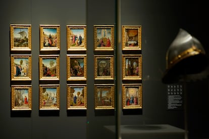 Vista del 'Políptico de Isabel la Católica', de Juan de Flandes, durante la presentación de la Galería de las Colecciones Reales en Madrid.