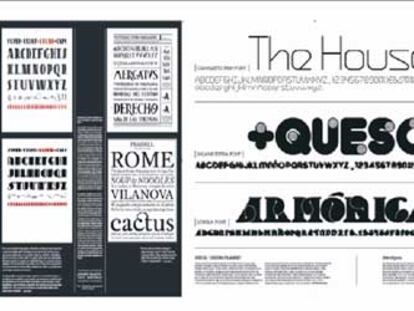 <i>T4. Tipografía experimental Made in Spain</i>, collage de Gabriel Martínez y Sonia Díaz con tipografías diseñadas por el estudio Ipsum Planet, entre otros.