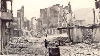 An image of Gernika, in Spain's northern Basque region, after the air raid of April 26, 1937.