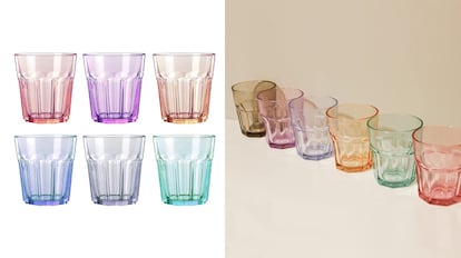 vasos de colores, vasos decorativos, vaso cristal, vaso de agua, vasos colores cristal, set de vasos, vasos colores plástico