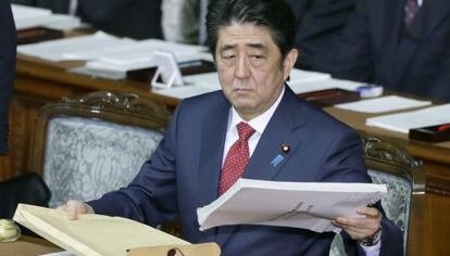 El primer ministro nipón, Shinzo Abe, en el Parlamento japonés la semana pasada.