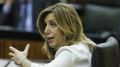 La presidenta de la Junta de Andaluc&iacute;a, Susana D&iacute;az, durante el pleno del Parlamento andaluz.