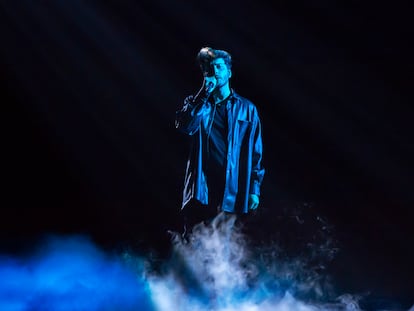 Blas Cantó durante un ensayo de la gala del sábado para elegir la canción española de RTVE para Eurovisión.