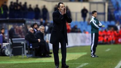 Cesare Prandelli durante el partido amistoso contra España en el Vicente Calderón.